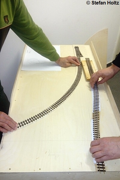 Das Segment mit der zuknftigen Einfahrt in den Schmalspurbahnhof.